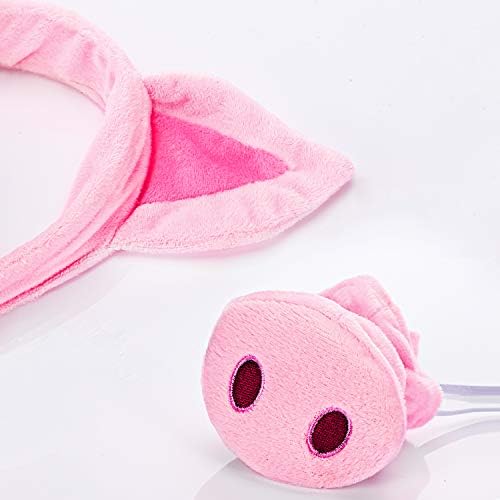Norme Pig Costume Set Pig Ears Nose Tail and Bow Tie Pink Fancy Dress Costume Kit Accessories for Kids Halloween Party, Mardi Gras Costume Party, Carnival Dress up Play