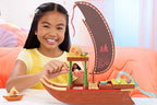 Mattel Disney Moana 2 Toys, Moana’s Adventure Canoe Playset with Floating Canoe, Moana Small Doll, 1 Character Friend, 6 Play Areas & 10 Accessories
