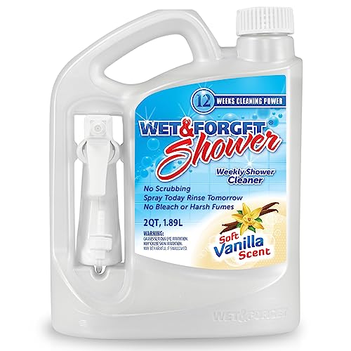 Wet & Forget Shower Cleaner Spray Multi-Surface Weekly Application Requires No Scrubbing, Bleach-Free Formula, Ready to Use, Vanilla Scent, 3 Months of Cleaning, 64 Fluid Ounces, 1 Pack