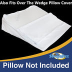 Sleepnitez Bed Wedge Pillow Cover, White Loose Fitting 100% Egyptian Cotton Wedge Pillowcase for Our 8" Wedge Pillow. Zip Closure for Easy Removal.