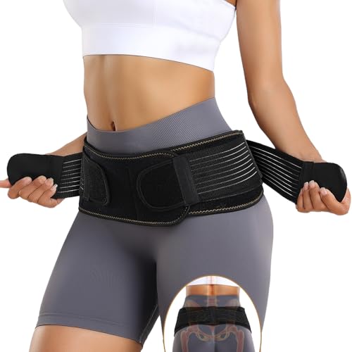 FORTEMOTUS Sacroiliac SI Joint Hip Belt, Lower Back Support Relief from Si Joint, Sciatica, Pelvis, Back Pain, Fully Adjustable Hip Braces for Sacral Nerve, Hip Loc Tilt Up Belts Braces Women and Men