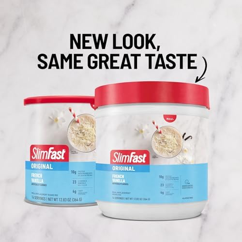 SlimFast Original Meal Replacement Powder, French Vanilla, Weight Loss Shake Mix, 10g of Protein, 14 Servings (Pack of 3) (Packaging May Vary)