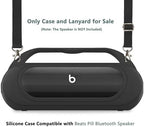 Silicone Cover Case for Beats Pill 2024 Wireless Bluetooth Speaker, Protective Stand Holder for Beats Pill Bluetooth Speaker Accessories with Should Strap (Black Case only)