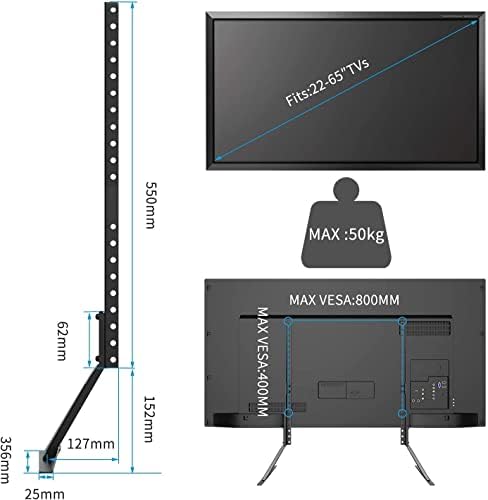 Suptek Universal TV Stand Table Top Replacement TV Legs for 22-65 inches LCD Flat&Curved Screen TV, Max VESA up to 800x400mm Support 110lbs