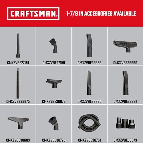 CRAFTSMAN CMXZVBE38673 Adapter Wet Dry Vac Attachment Kit, Industrial-Grade Vac Accessories that Connects 2-1/2 inch Hoses to 1-7/8 in. Parts, 1-7/8 inch Hoses to 1-1/4 in. Parts