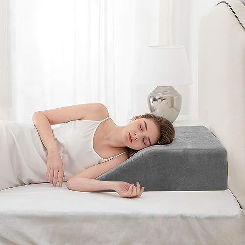 joybest Leg Elevation Pillow with Cooling Gel Memory Foam Top, 8 Inch Leg Pillows for Sleeping, Wedge Pillow to Solve Back& Leg &Joint Pain, Acid Reflux, Heartburn, Snoring, Pregnancy(Grey)