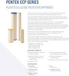 Pentair Pentek ECP5-BB Big Blue Sediment Water Filter, 10-Inch, Whole House Heavy Duty Pleated Cellulose Polyester Replacement Cartridge, 10" x 4.5", White End-Cap, 5 Micron, Pack of 2