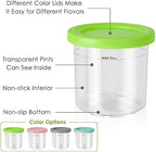 4 Pack Ice Cream Pint Containers, Replacement for Ninja Creami Pints and Lids, Compatible with NC299AMZ & NC300s Series Creami Ice Cream Makers, BPA Free, Dishwasher Safe, Grey/Pink/Green/Lake Blue