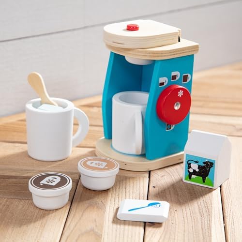 Melissa & Doug 11-Piece Brew and Serve Wooden Coffee Maker Set - Play Kitchen Accessories Pretend Play Kitchen Accessories Kids Coffee Maker Set For Girls And Boys