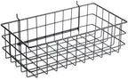Pegboard Basket Size L, Black - Hooks to Any Peg Board - Square Style Wire Shelf Baskets - Organize Tools, Workbench, Accessories, Garage Storage - Wall Organizer Attachments
