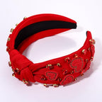 Valentine's Day Headband for Women, Red Pink Rhinestone Heart Headbands, Knotted Headband, Valentine's Day Hair Accessories, Gifts (Red Heart F)