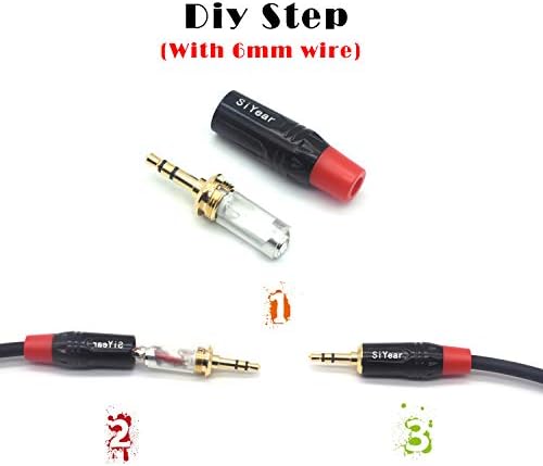 SiYear 3-Pole 3.5mm Stereo Headphone Jack Male Plug Repair Replacement Solder Adapter, 3.5mm (1/8inch) Solder Type DIY Audio Cable Connector(2PACK)