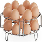 GSlife Egg Steamer Rack - Stainless Steel Trivet for 6, 8 Quart Pressure Cooker, Cooks 18 Eggs, Stackable Steaming Holders for Instant Pot Accessories, 2 Packs