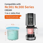 Containers Replacement for Ninja Creami 7-in-1 Pints and Lids -4 Pack 16 oz- Compatible with NC301, NC300 NC299AMZ Series-Leak Proof Lids Dishwasher Safe