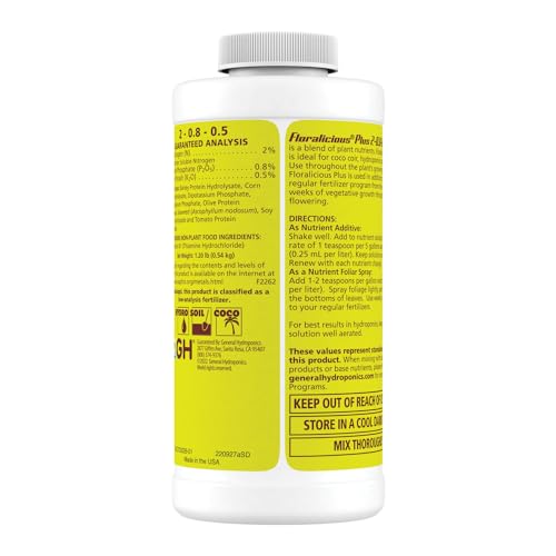 General Hydroponics Floralicious Plus, Vitality Plant Food, 2-0.8-0.5, 16.oz.