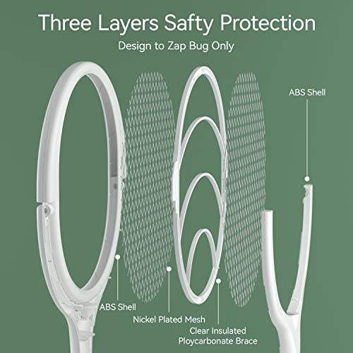 2-Pack Rotating Head Rechargeable Electric Fly Swatter Electric Fly Swatter Racket Bug Zapper Racket Mosquito Zapper Bug Zapper Indoor Fruit Fly Zapper Racket Spider Killer Gnat Trap Wasp Catcher