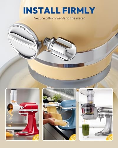 Attachment Knob Thumb Screw fit for KitchenAid Mixers, Upgraded 6061 Aluminum 1.65‘’ Long Screw Head Knob Replacement Parts, Replaces 9709194, 4162142, 240374 etc, Chrom