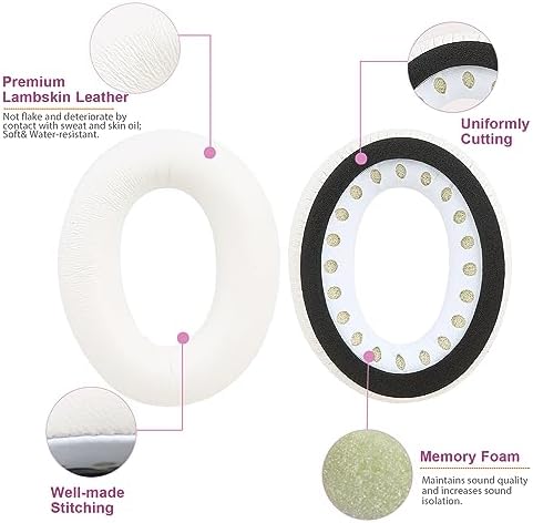 Earpads for Bose QuietComfort 45 QC45 QC35 ii QC35 Lambskin Leather Ear Cushions Professional Headphones Replacement Ear Pads with Noise Cancelling Memory Foam White