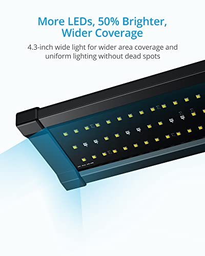 NICREW ClassicLED Gen 2 Aquarium Light, 15 Watts, Dimmable LED Fish Tank Light with 2-Channel Control, White and Blue LEDs, Size 18 to 24 Inch