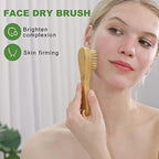 Natural Boar Bristle Dry Brush - Exfoliating Body, Face & Foot Brush, Long Handle Back Scrubber, Meridian Pressure for Lymphatic Drainage & Cellulite