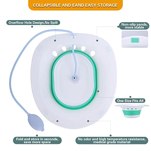 MTASTIC Sitz Bath for Toilet Seat- Soothes Hemorrhoids & Perineum, Suitable for Pregnant Women, Postpartum Care- Collapsible, Soaked Steam Relief of Vaginal/Anal Inflammation
