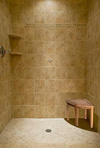 EcoDecors SnazzyCorner Waterproof Teak Wood Shower Bench Stool Seat Chair For Inside Shower Provides Safety, Storage, and Organization For Bathroom Accessories