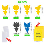 Fruit Fly Traps, 20pcs Yellow Sticky Traps for Fruit Fly, Whitefly,Fungus Gnat, Mosquito and Bug, Gnat Traps, Non-Toxic Insect Catcher Traps for Indoor/Outdoor/Kitchen, Bonus 4 Fly Paper Tubes(Yellow)