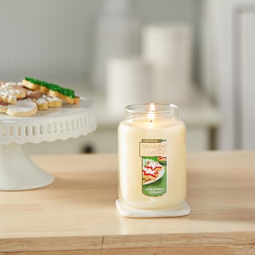 Yankee Candle Company Yankee Christmas Cookie Scented, 22oz Single Wick Candle, Over 110 Hours of Burn Time, Perfect for Holiday Gifting and Celebration, Classic Large Jar, White
