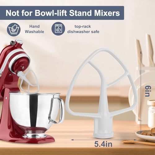 K45B Coated Flat Beater for Kitchenaid Stand Mixer,4.5-5 Quart Flat Beater Replacement for Kitchenaid Mixer Attachments,White