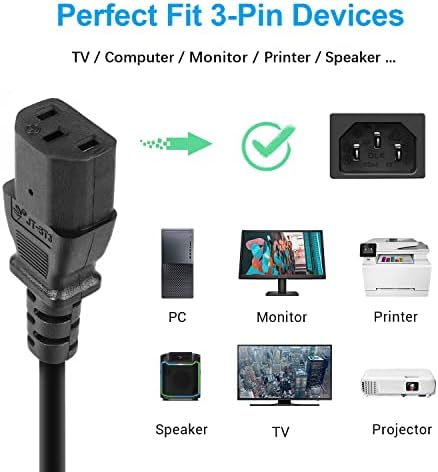 3 Prong Power Cord Replacement for Vizio TV, Vizio VX32L VW32L VX37L VW26L VA6 VMM26 LCD TV Power Cable