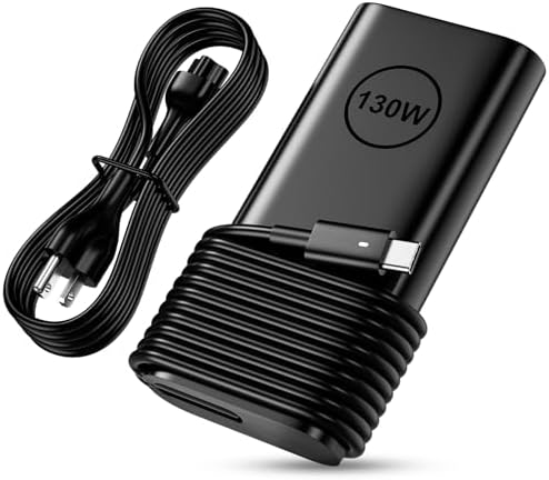 Replacement for Dell 130W Laptop Charger USB C Slim Adapter - XPS 17 15 7590 9700 9500 9510 Precision 5560 3560 5540 5570 5550 3561 3550 5510 5520 Latitude 7410 7310 7210 Type C Computer AC Power Cord