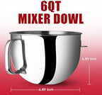 Stainless Steel 6 QT Bowl for KitchenAid Lift Stand Mixers - Replacement Bowl Compatible with KitchenAid Stand Mixers