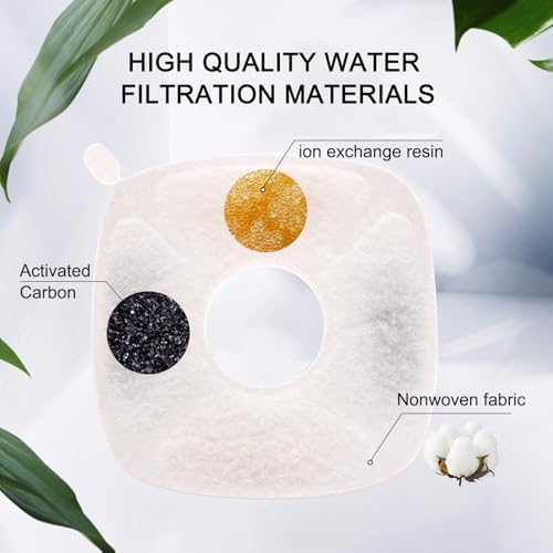 16Pcs Pet Fountain Filters Replacement Compatible with 95Oz/2.8L Dog Water Fountain, Cat Water Fountain Filters(8 Carbon Filters+8 Sponge Filters)