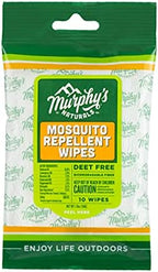 Murphy’s Naturals Mosquito Repellent Wipes, Plant-Based with Lemongrass & Rosemary Oil, Fast-Absorbing & Travel-Friendly, DEET-Free, 10 Wipes, 1-Pack