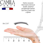 Camila Paris CP3375 French Hair Barrettes Clips for Women, Handmade, Girls Side Slide-in Barrette Clip, Hair Accessories for Women. Strong Hold No Slip Grip Fashion Durable Styling, Made in France