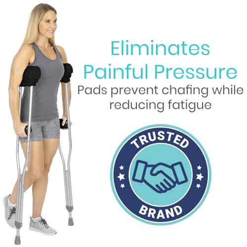 Vive Sheepskin Crutch Pads & Hand Grips for Adults, Kids, Crutches, Armpits - Accessories Knee Scooter Foot Injuries Pillow for 5ft Medical 6 feet Youth Padding Arm Underarm Folding Walking Crutches