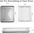 2Pack Air Fryer Accessories Basket and Tray for Cuisinart TOA-60 TOA-65 TOA-70, 12.3"x11" Nonstick Stainless Steel Baking Sheet 360°Heating Grilling Oven Air Fryer Basket for Family BBQ Party Cooking