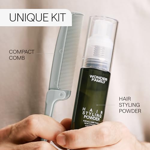 Hair Styling Powder for Men & Women - Lightweight Volumizer & Texturizer - Matte Finish, No Residue - Essential Barber Accessories - Hair Texture Powder for Men - Comb Included - 0.70 Oz