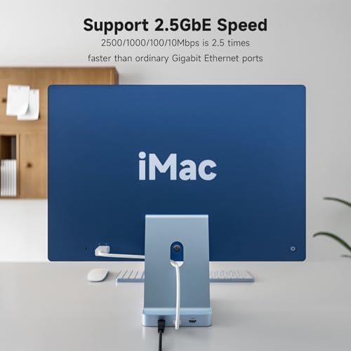 Minisopuru iExpandMate DS802PRO iMac Accessories with 4K@60Hz HDMI, USB C Charging, 2.5GbE, 4TB M.2 SSD Enclosure, USB C Hub for iMac 24 inch M1/M3/M4, iMac Hub with 4 x USB, SD/TF, Audio | Blue