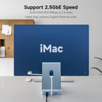 Minisopuru iExpandMate DS802PRO iMac Accessories with 4K@60Hz HDMI, USB C Charging, 2.5GbE, 4TB M.2 SSD Enclosure, USB C Hub for iMac 24 inch M1/M3/M4, iMac Hub with 4 x USB, SD/TF, Audio | Blue