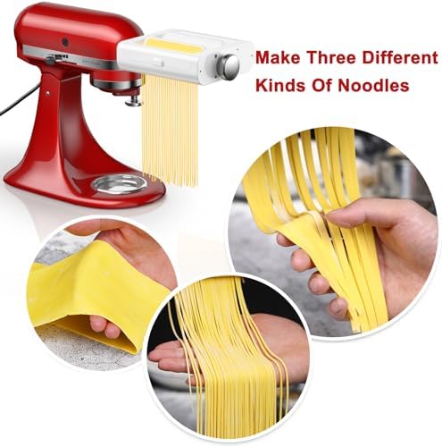 RETHONE Pasta Maker Attachment for KitchenAid Stand Mixers -3 in 1 Set Pasta Attachments includes Pasta Roller, Spaghetti Fettuccine Cutter, Pasta Machine Attachment Accessories for KitchenAid