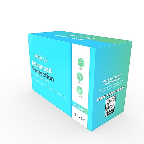 Chucks Pads Disposable Underpads 23x36 | [50 Pack] Incontinence Chux Pads Absorbent 3g SAP Fluff Protective Bed & Pee Pads for Babies, Kids, Adults & Elderly | Puppy Pads Large for Training Leak Proof