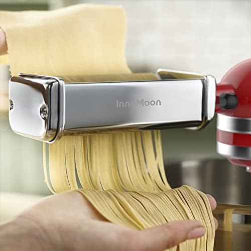 Pasta Maker Attachment Set for KitchenAid Stand Mixers,Stainless Steel Pasta Sheet Roller,Spaghetti & Fettuccine Cutters Accessories plus Dough Scraper