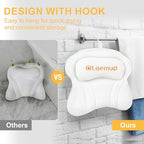Bath Pillow Luxury Bathtub Pillow, Comfortable Bath Tub Pillows for Tub Head Neck Back Support, Shower Pillows for Tub, Bath Tub Pillow Headrest with Strong Suction Cups, Spa Accessories-White