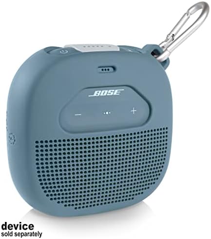 Feature Protective Case for Bose SoundLink Micro Bluetooth Speaker by WGear, Featured Design with mesh Pocket for Cable and Other Accessories, Elastic Strap to Secure Device (Stone Blue), WG012299