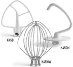 Attachments Accessories fit for Kitchenaid 4.5 QT Stand Mixer K45WW Wire Whip K45DH Dough Hook K45B Coated Flat Blade Paddle K45 K4SS K45SS KSM75 KSM90 KSM95 KSM100 KSM103 KSM110 KSM150PS prime&swift