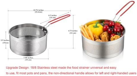 Tenta Kitchen Pasta Strainer instant pot accessories Steamer Basket For Pot instant pot steamer basket with Removable handle Insert for Veggie Fish Seafood Cooking and heat food 7"