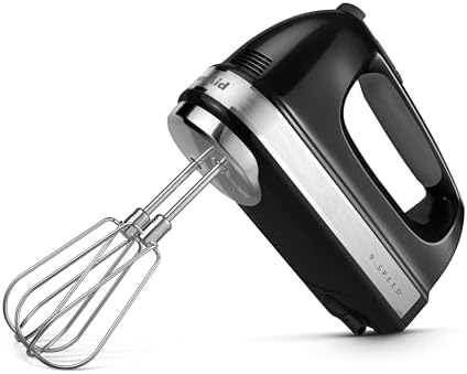 KitchenAid 9-Speed Digital Hand Mixer with Turbo Beater II Accessories and Pro Whisk - Onyx Black
