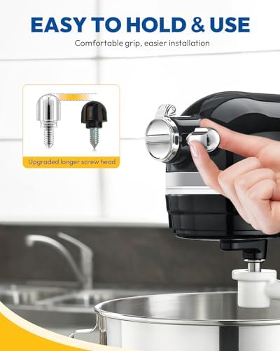 Attachment Knob Thumb Screw fit for KitchenAid Mixers, Upgraded 6061 Aluminum 1.65‘’ Long Screw Head Knob Replacement Parts, Replaces 9709194, 4162142, 240374 etc, Chrom