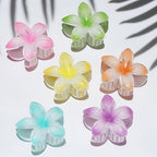 Hawaiian Plumeria Hair Accessories - 6 Pack Large Claw Clips for Thick and Thin Hair, Beach Tropical Hair Clips for Women and Girls
